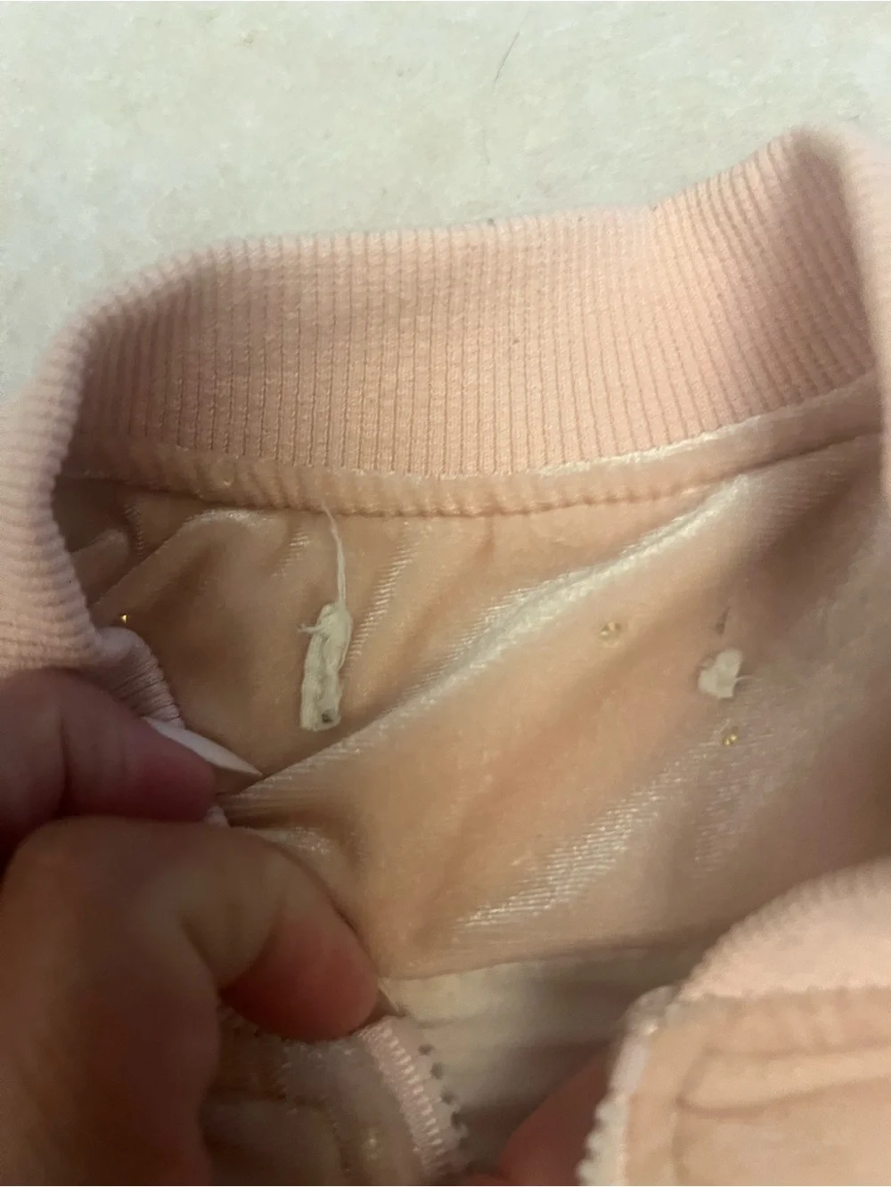 Doe A Dear Girls Blush Pink Velvet Bomber Jacket Size 6 Varsity A Patch